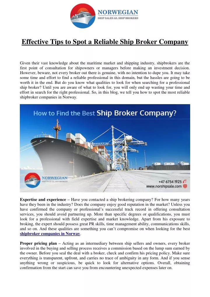 effective tips to spot a reliable ship broker