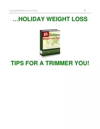 Holiday Weight Loss Tips