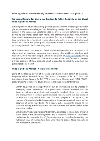 pulse ingredients market globally expected