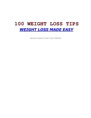 Best 100 Weight Loss Tips