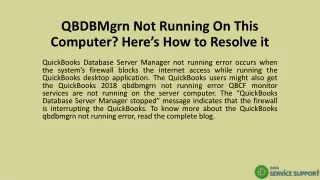 QBDBMgrn Not Running On This Computer? Here’s How to Resolve it