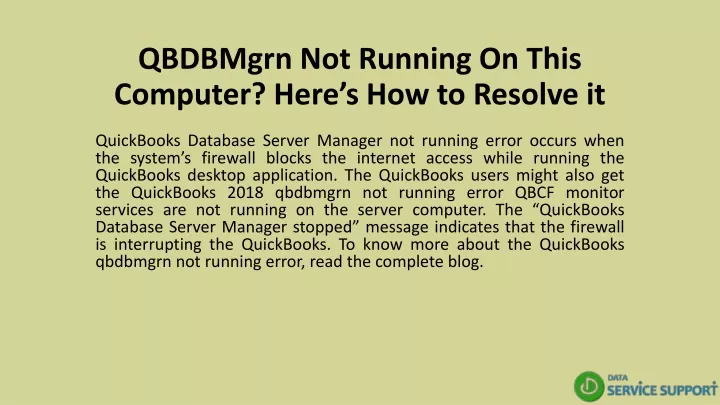 qbdbmgrn not running on this computer here s how to resolve it