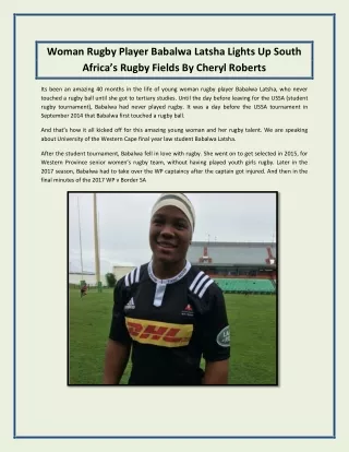 Woman Rugby Player Babalwa Latsha Lights Up South Africa’s Rugby Fields By Cheryl Roberts