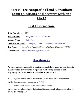 Best Interview Exam Questions and Answers of Nonprofit-Cloud-Consultant Exam