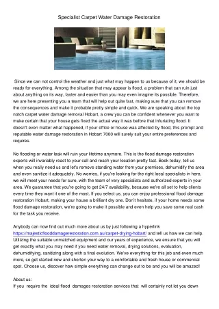 specialist carpet water damage restoration