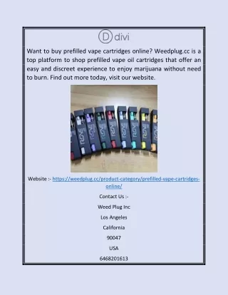 Buy Prefilled Vape Cartridges Online USA | Weedplug.cc
