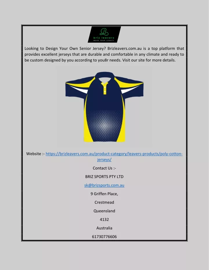 looking to design your own senior jersey