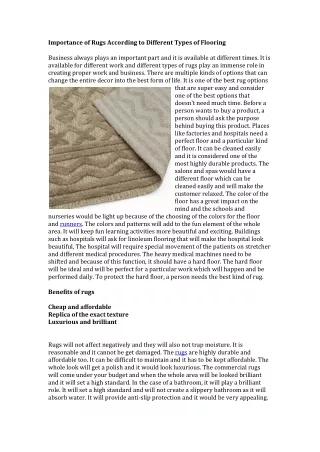 importance of rugs according to different types
