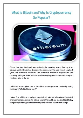 what is bitcoin and why is cryptocurrency what