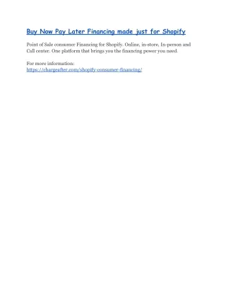 buy now pay later financing made just for shopify
