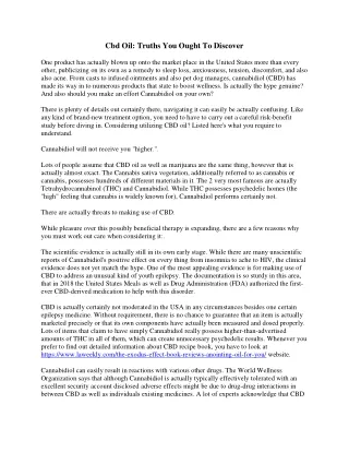 cbd oil truths you ought to discover