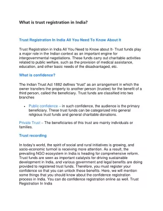 What is trust registration in India?