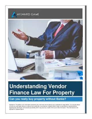 understanding vendor finance law for property