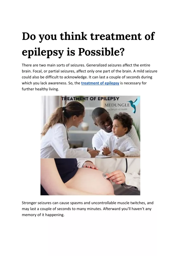 do you think treatment of epilepsy is possible