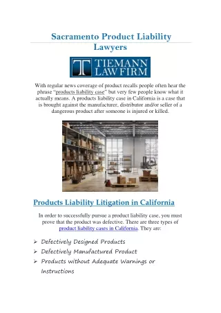 Sacramento Product Liability Lawyers