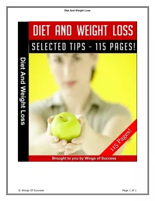 The Diet and Weight Loss