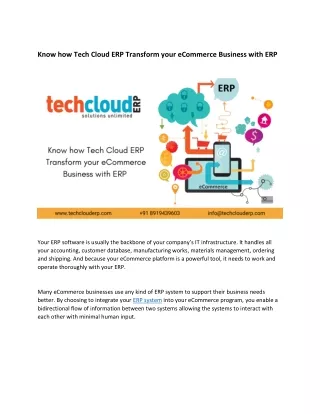 know how tech cloud erp transform your ecommerce