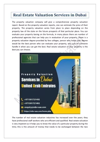 Real Estate Valuation Services in Dubai