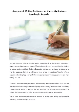 Assignment Writing Assistance for University Students Residing in Australia