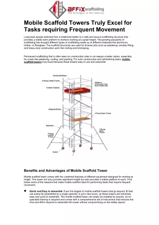 mobile scaffold towers truly excel for tasks