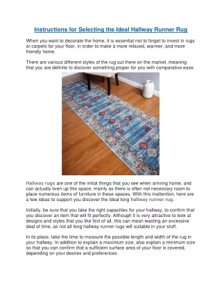 instructions for selecting the ideal hallway