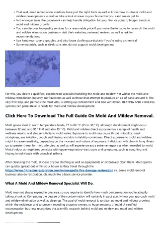Mold And Mildew Removal Fundamentals, Procedure, And Also Possible Scams