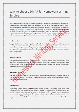 why to choose dmap for homework writing service