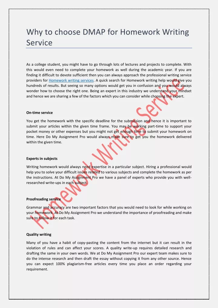 why to choose dmap for homework writing service
