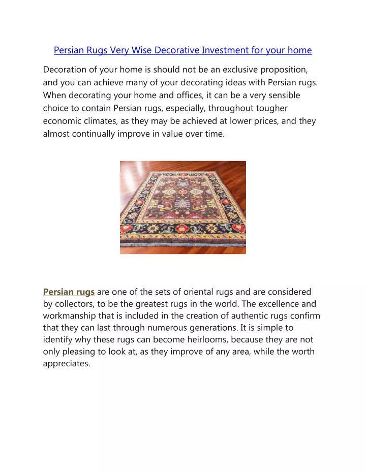 persian rugs very wise decorative investment