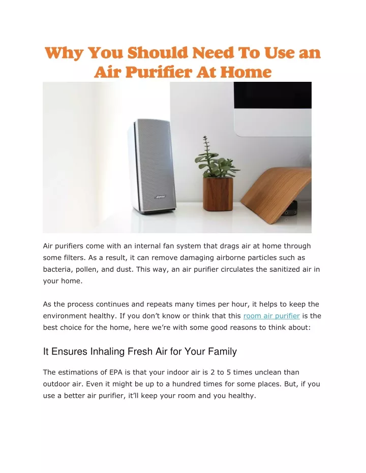 why you should need to use an air purifier at home