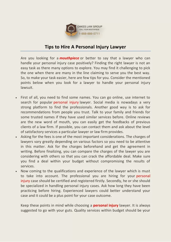 tips to hire a personal injury lawyer