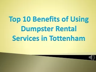 Top 10 Benefits of Using Dumpster Rental Services in Tottenham