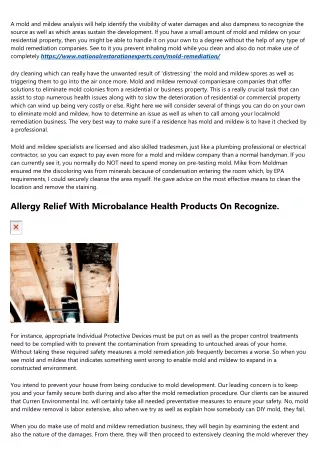 a mold and mildew analysis will help identify