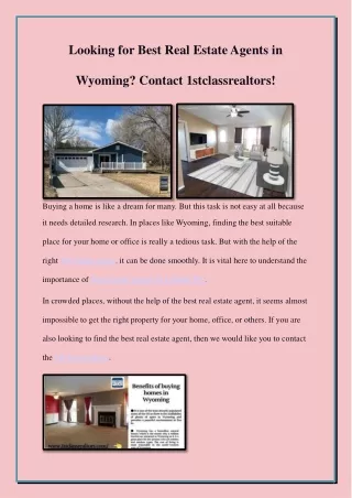 Best Real Estate Agents in Wyoming Contact 1stclassrealtors
