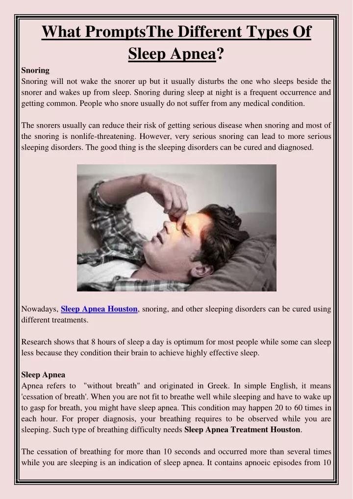 what promptsthe different types of sleep apnea