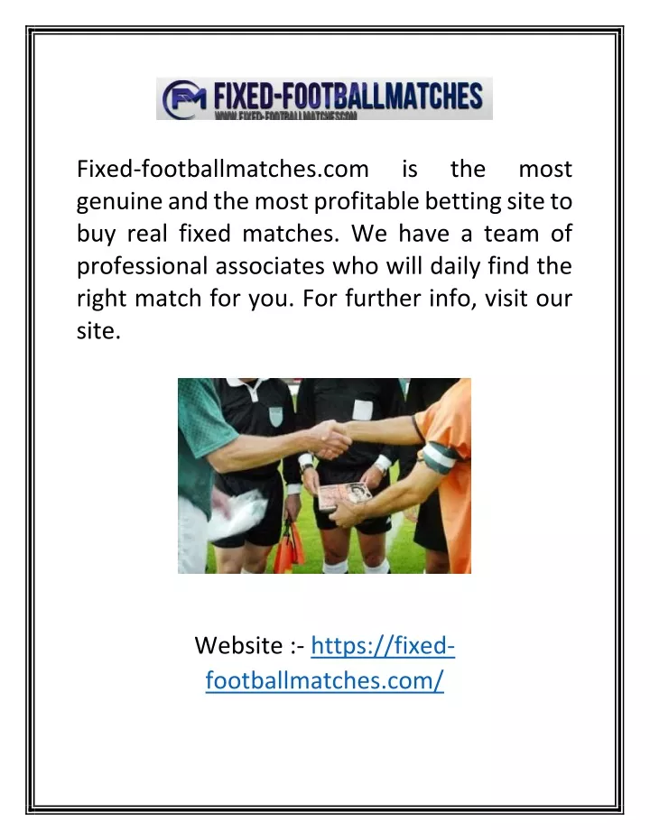 fixed footballmatches com genuine and the most