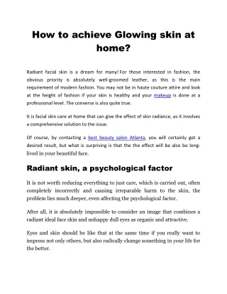 How to achieve Glowing skin at home