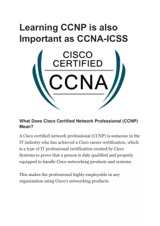 learning ccnp is also important as ccna icss