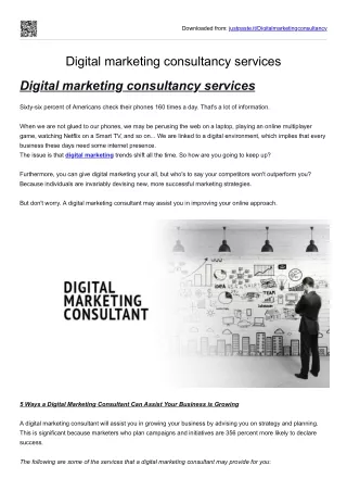 Digital marketing consultancy services