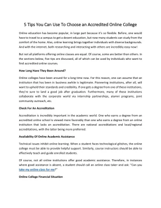 5 Tips You Can Use To Choose An Accredited Online College