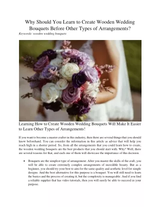 why should you learn to create wooden wedding