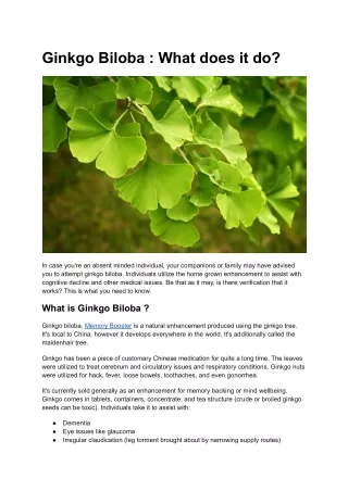 ginkgo biloba what does it do