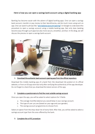 here is how you can open a savings bank account
