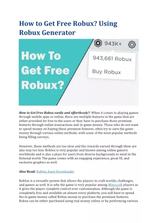 How to Get Free Robux? Using Robux Generator