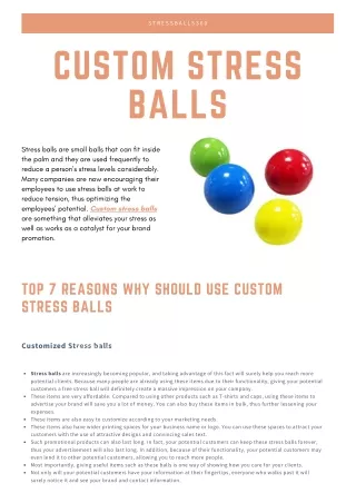 Top 7 Reasons Why Should Use Custom Stress Balls