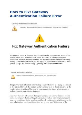 How to Fix Gateway Authentication Failure Error