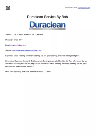 Duraclean Service By Bob