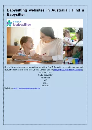Babysitting websites in Australia  Find a Babysitter