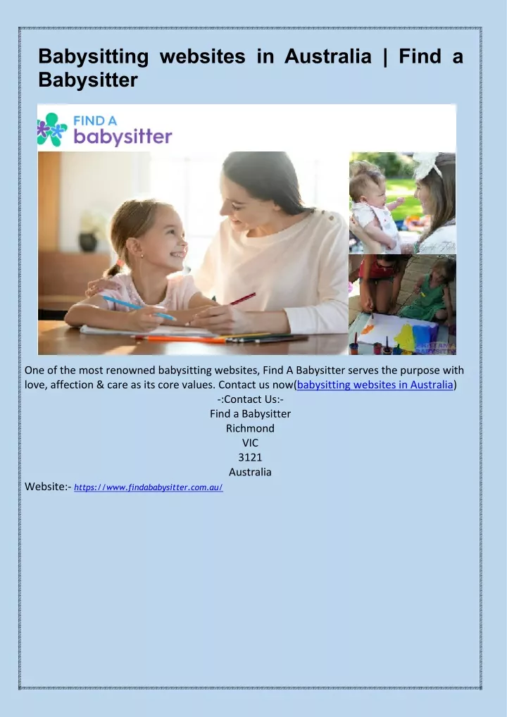 babysitting websites in australia find
