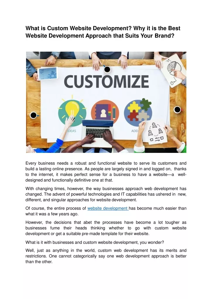 what is custom website development